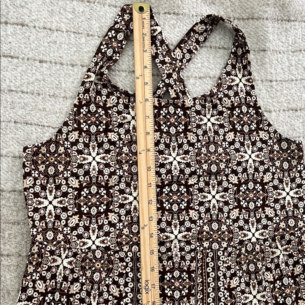 J.Jill Sleeveless Brown and Cream Patterned Maxi Dress - Picture 15 of 16